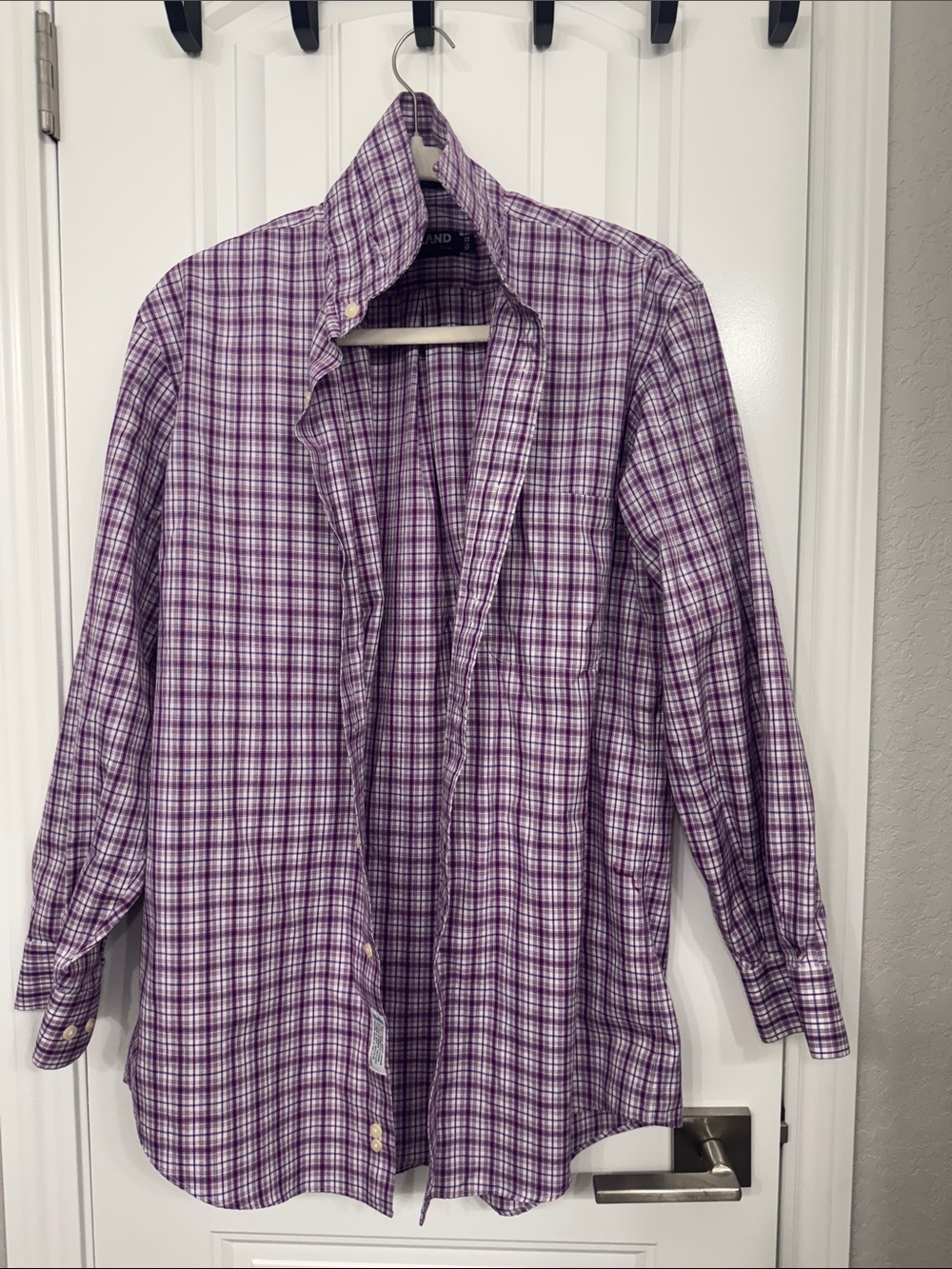 Kirklands Purple Plaid Men's Button-Down Shirt